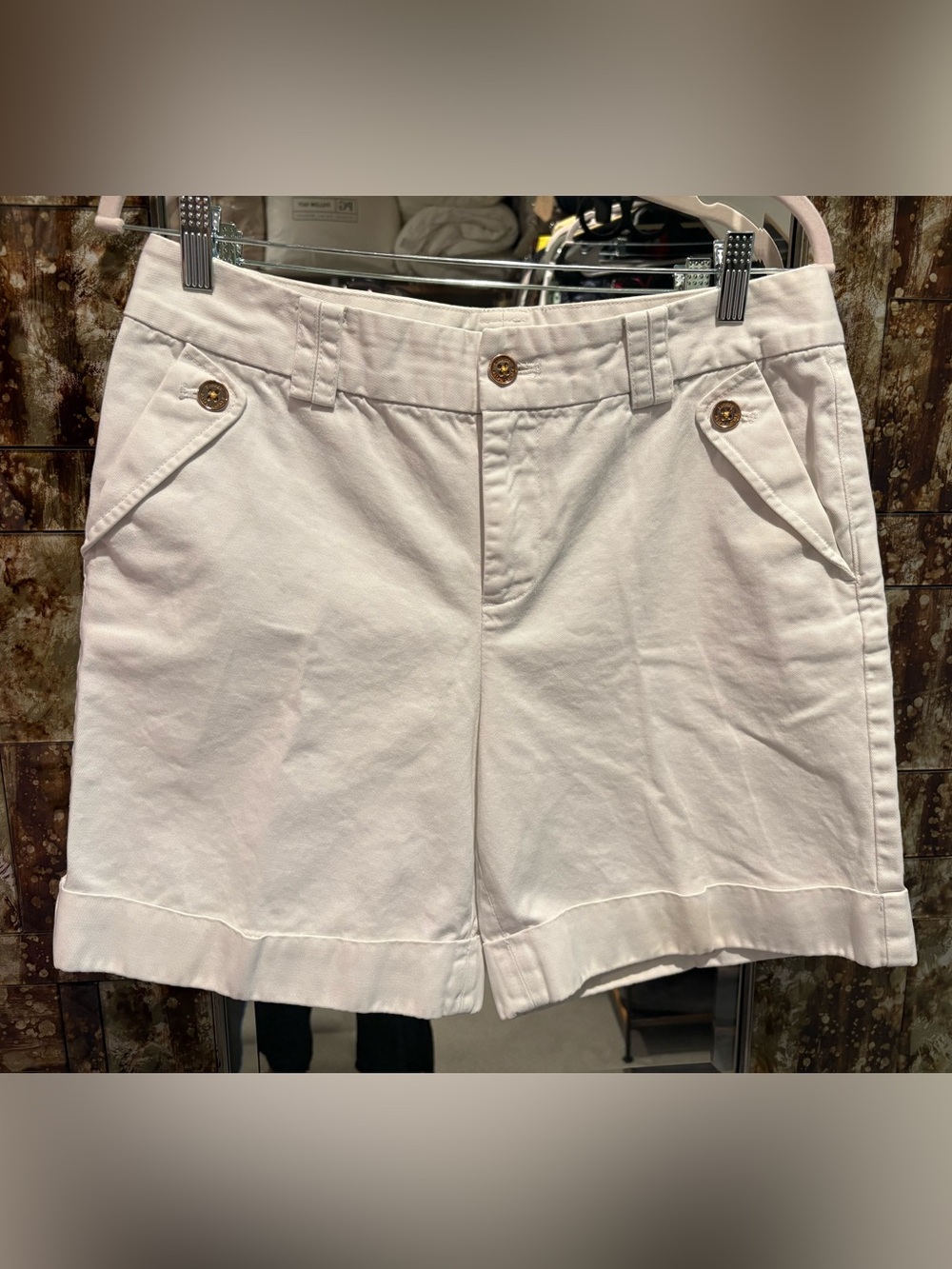 Ralph Lauren White Cotton Ivory Tailored Bermuda Shorts